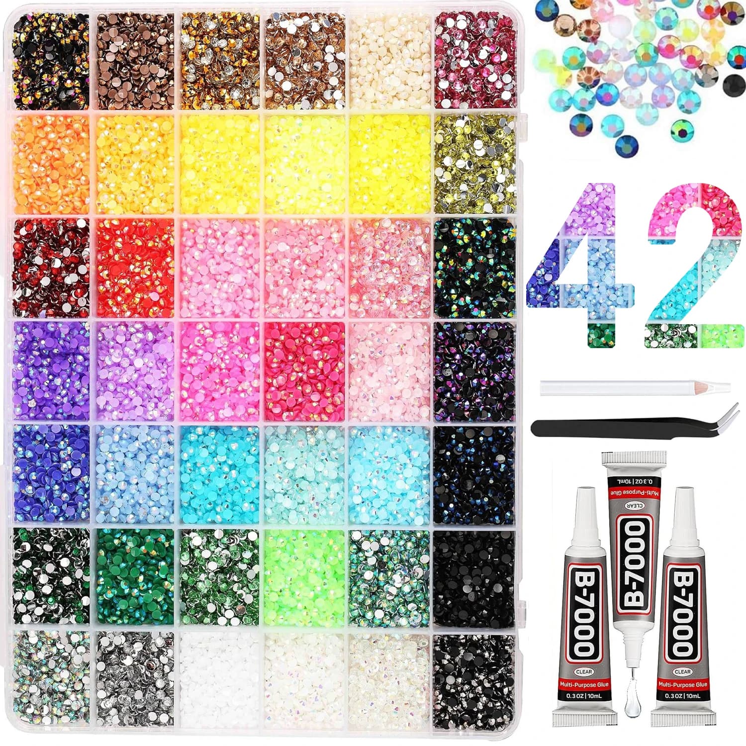 Multicolor Jelly Rhinestones for Bedazzling Bedazzler Kit with Tweezer and Gem Picker 3mm Resin Flatback Gems Diamond Art