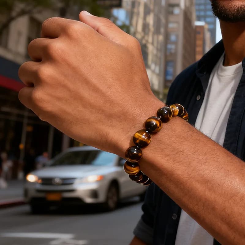New Elegant Bracelet in Natural Stone Tiger Eye 4/6/8/10/12/14mm Made of Hand for Man, Energy and Curative Accessories