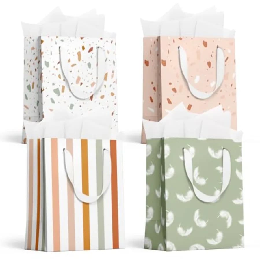 Gift Bags Medium Size, Tissue Paper for Gift Bags Incl.Cards and Self-adhesive Envelope - Reusable and For Birthday, Mothers Da