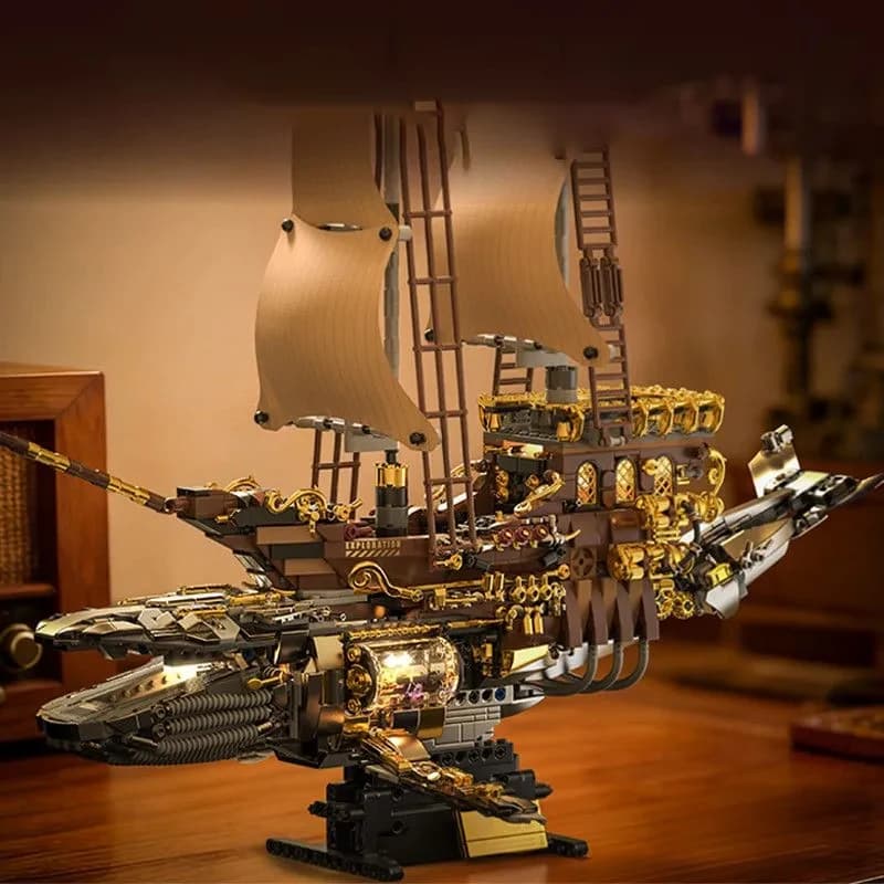 Set di Costruzioni Navale Tecnica a Vapore con Luci, Modellino di Nave a Vapore, Mattoncini Ornamentali, Giocattoli Creativi, Regali per Adulti 1979 Pezzi