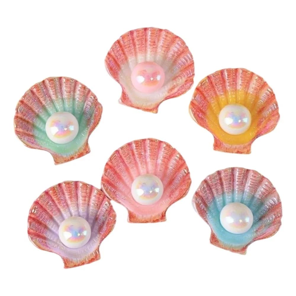 6 Pezzi di Conchiglie in Resina Ispirate all'Oceano, Accessori Lucidi Mini per Fai-da-Te, Decorazioni Carine per Orecchini e Artigianato