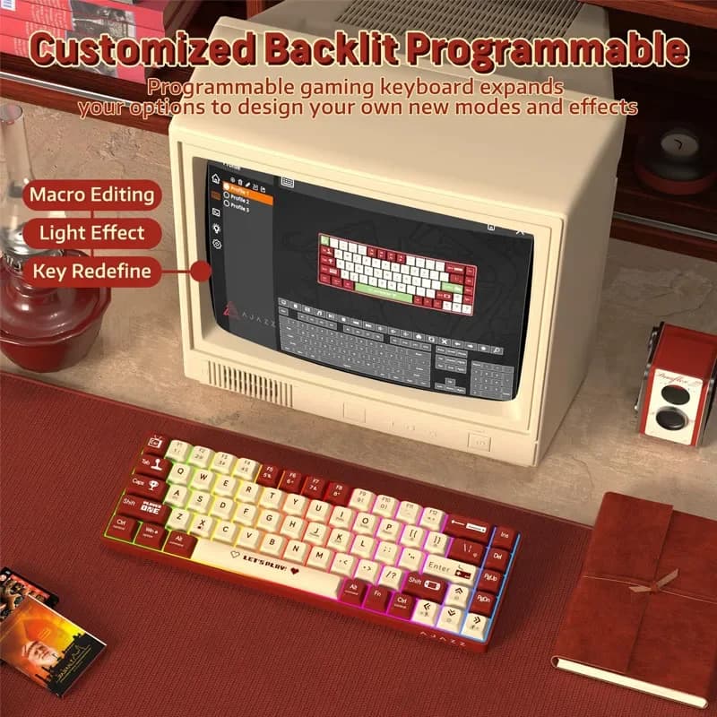 Tastiera Meccanica da Gaming Cablata AK680 con 68 Tasti Hot-Swappable, Ergonomica per E-sport e Ufficio, per PC e Laptop, USB Type-C