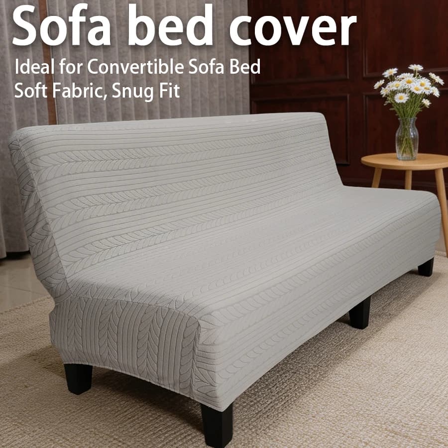 Wheat patterned jacquard elastic armless sofa bed cover fully covered dust-proof washable detachable for home living room use