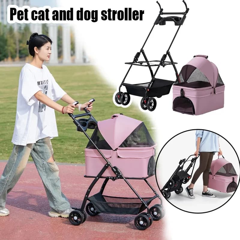 Carrello per Animali Domestici, Trolley Speciale per Cani e Gatti, Passeggino Leggero e Pieghevole per Piccoli Animali, Borsa da Trasporto per Cani, Zaino per Animali
