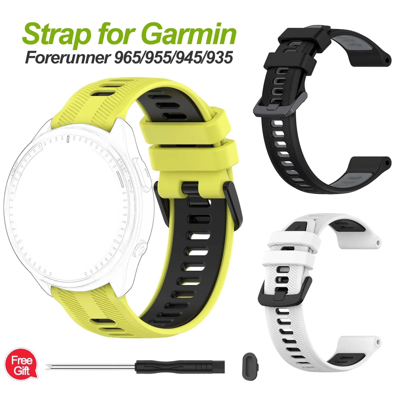 Cinturino sportivo in silicone per cinturino Garmin Forerunner 965 per accessori cinturino Garmin Forerunner 965