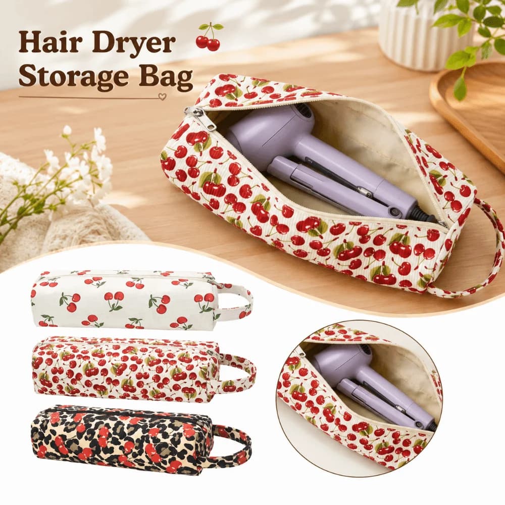Large Capacity Hair Dryer Storage Bag Dustproof Portable Curling Iron Carrying Case with Handle Zipper Closure