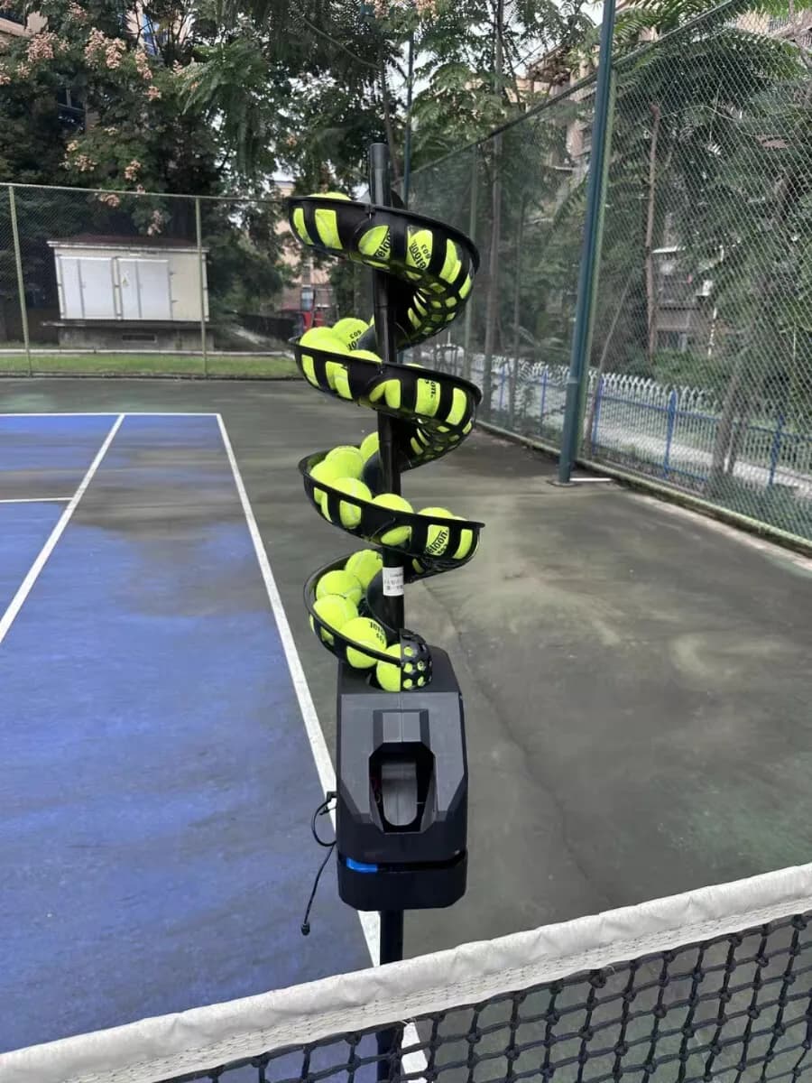 Lanciatore Automatico di Palline con Telecomando per Tennis e Pickleball, Macchina per Allenamento Individuale con Rete di Recupero Palline