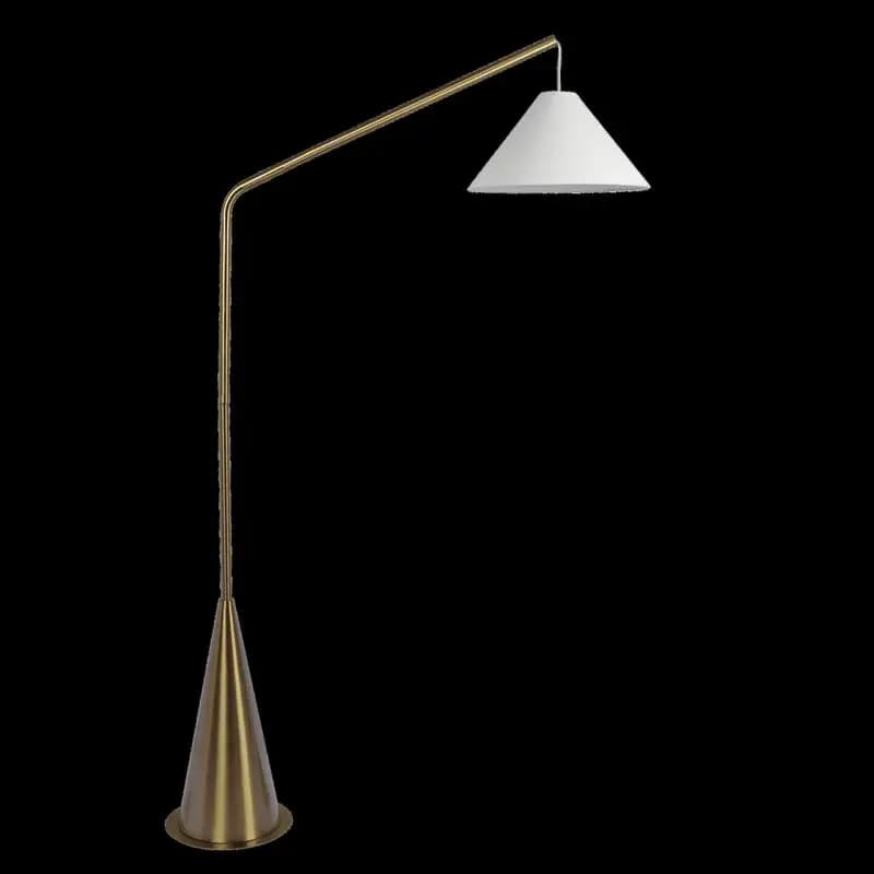 Lampada da terra nera con interruttore on/off, base a cono, paralume in tessuto bianco, illuminazione elegante per soggiorno, camera da letto o ufficio