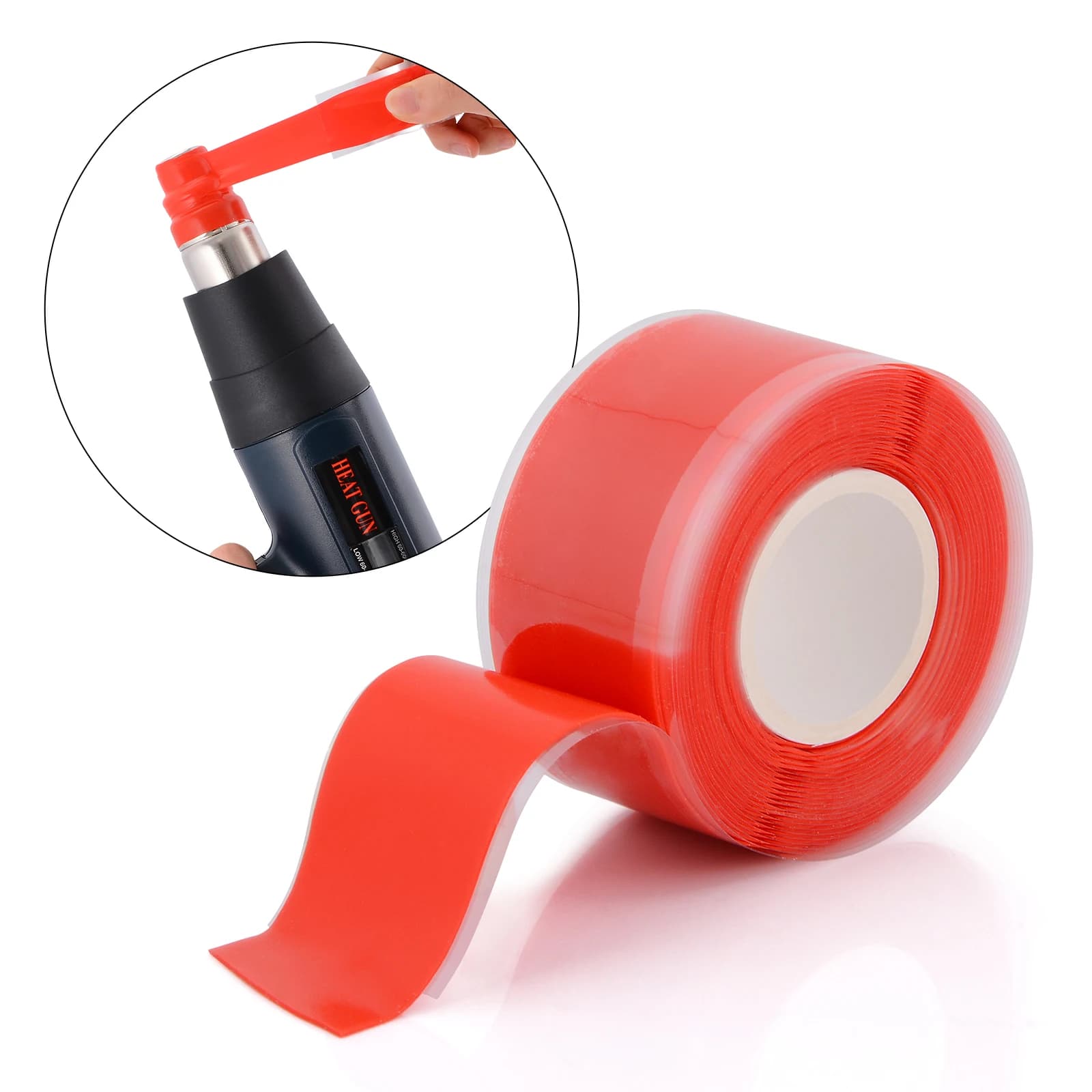 EHDIS Nastro resistente al calore da 100 cm per ugello per pistola ad aria calda Anello per filo Involucro in vinile di carbonio Protezione per pistola termica Fasciatura per isolamento termico