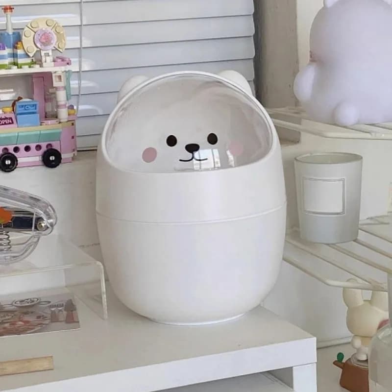 Mini Cestino da Scrivania con Coperchio, Simpatico Contenitore per Rifiuti da Tavolo per Camera da Letto, Dormitorio, Ufficio, Cucina, Piano di Lavoro, Cestino per Carta Piccolo