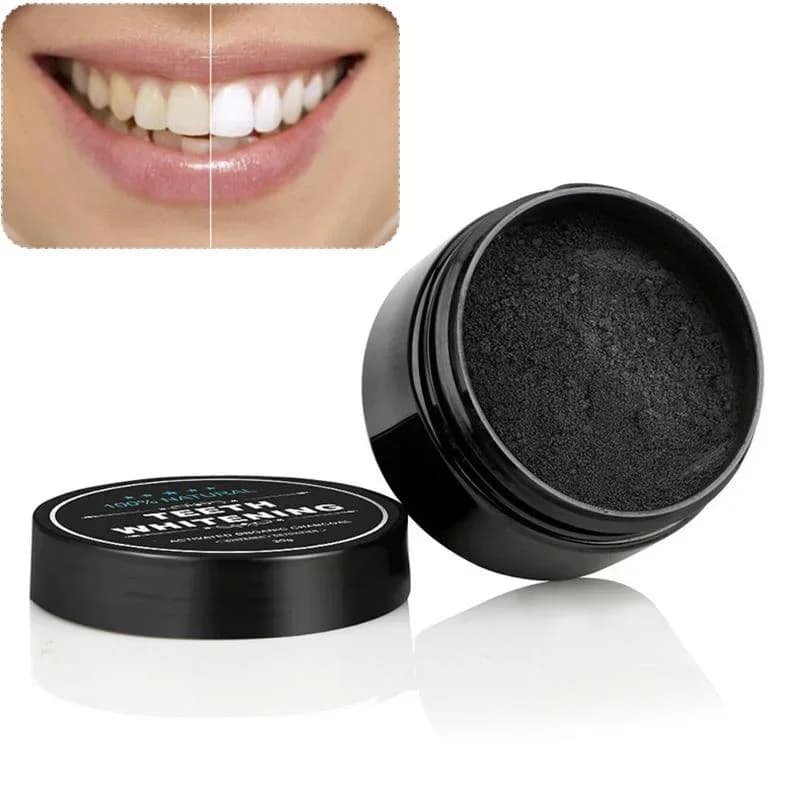 Products for bleaching coal teeth powder for food use Tooth cleaning with activated carbon black powder