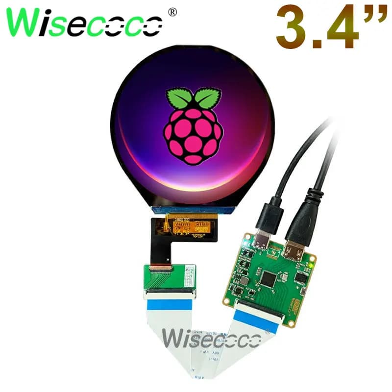 Round 3.4 inch display 800x800 Raspberry Pi panel with IPS TFT circular LCD 800x800