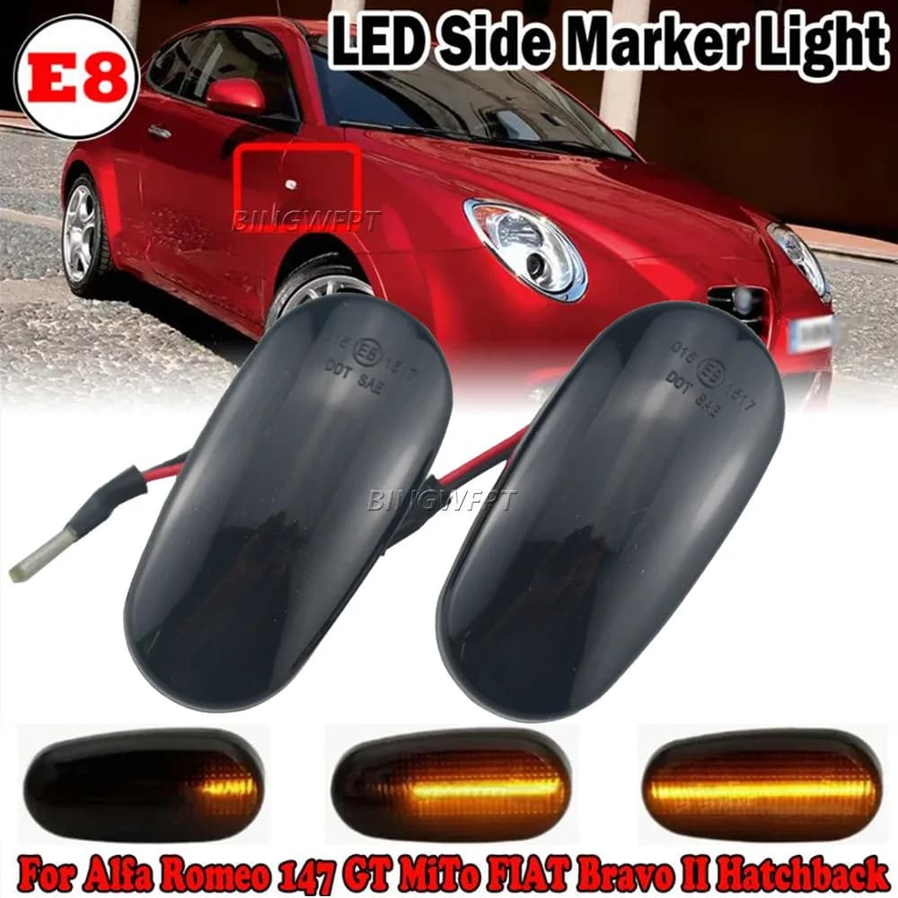 Lampeggiante sequenziale LED Indicatori di direzione Luce di posizione laterale Lampeggiante per Alfa Romeo Mito 147 GT 147 pre-facelift Per FIAT Bravo II MK2