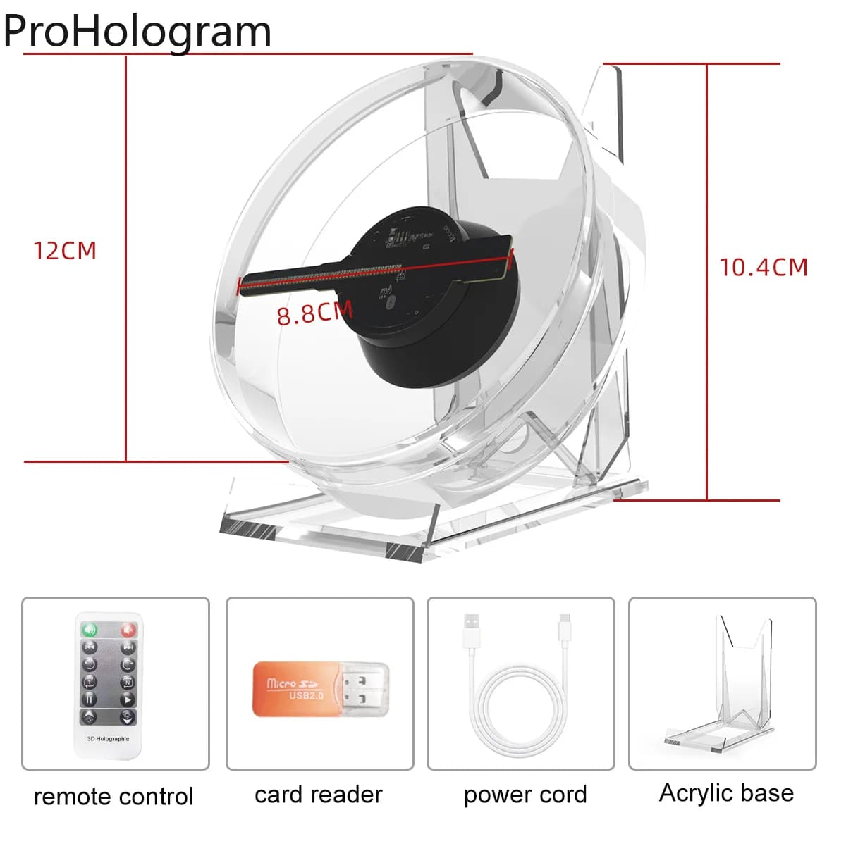 Mini proiettore olografico 3D proiettore pubblicitario luce Desktop LED proiettore olografico schermo ventola ologramma immagine Display Video