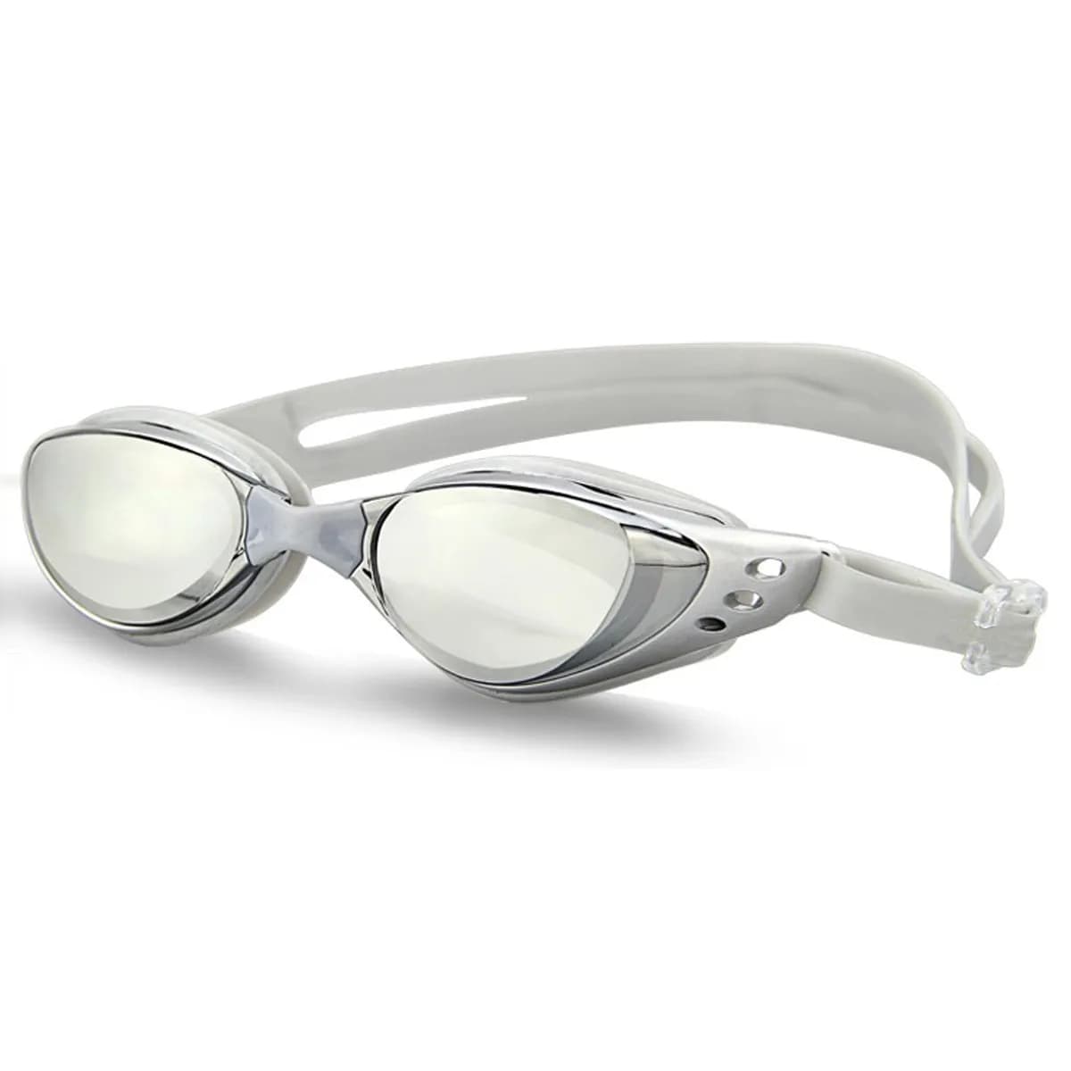 Occhialini da Nuoto Unisex Dl603 Argento per Adulti, Regolabili, Antiappannamento, con Guarnizione in Silicone e Sistema di Alleviamento della Pressione
