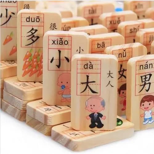Blocchi di Costruzione per Bambini con Riconoscimento dei Caratteri Mahjong, Puzzle Educativo con Caratteri Cinesi, Giocattolo per l'Apprendimento dei Numeri per Neonati