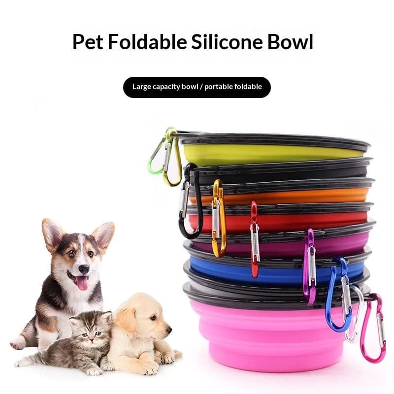 Ciotola Pieghevole in Silicone per Cani e Gatti, Contenitore Portatile per Cibo da Viaggio, Ciotola per Cuccioli, Accessori per Animali Domestici