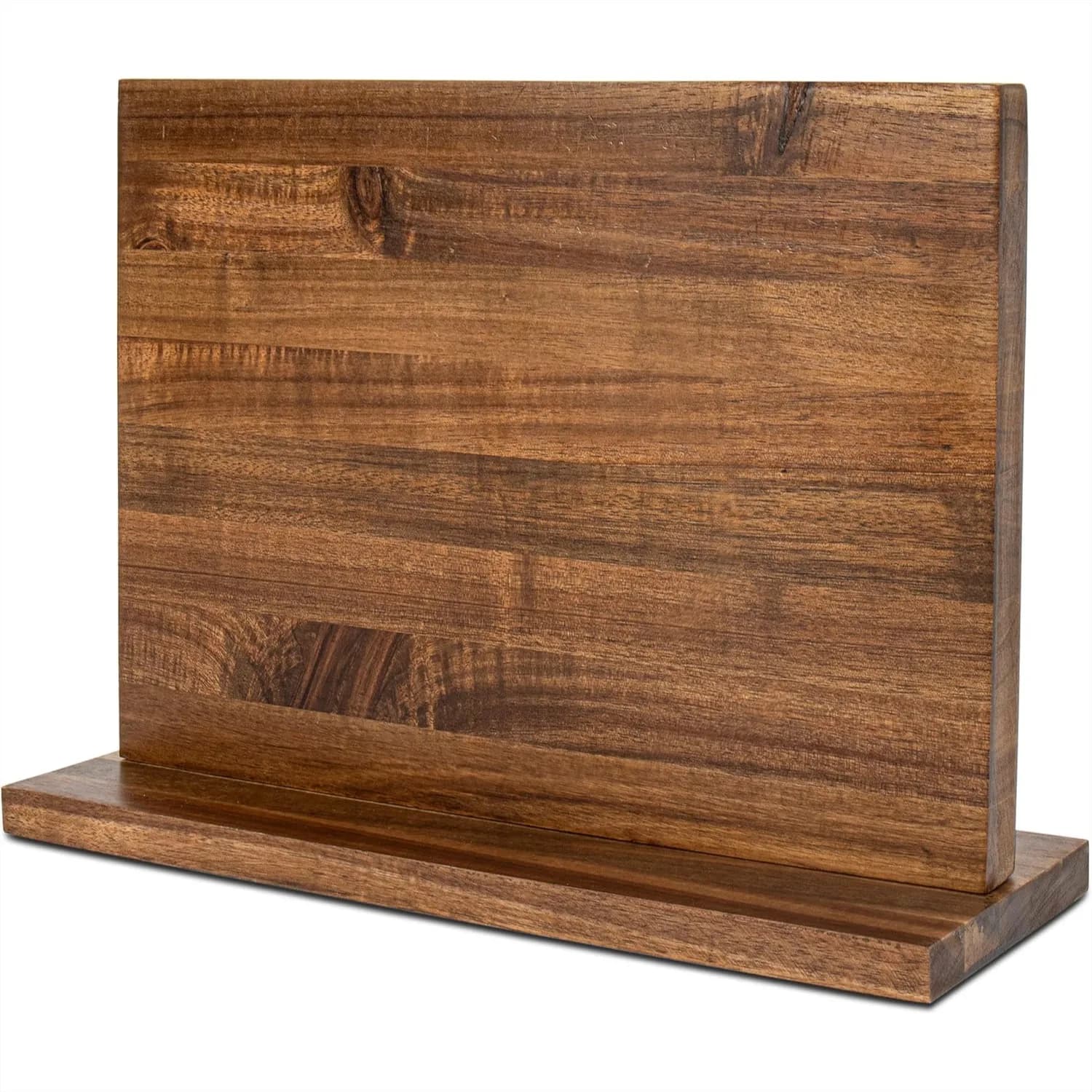 Portacoltelli Magnetico Bifacciale da Bancone, Blocco Portacoltelli in Legno di Acacia con Magneti Potenti, Contiene Fino a 12 Coltelli