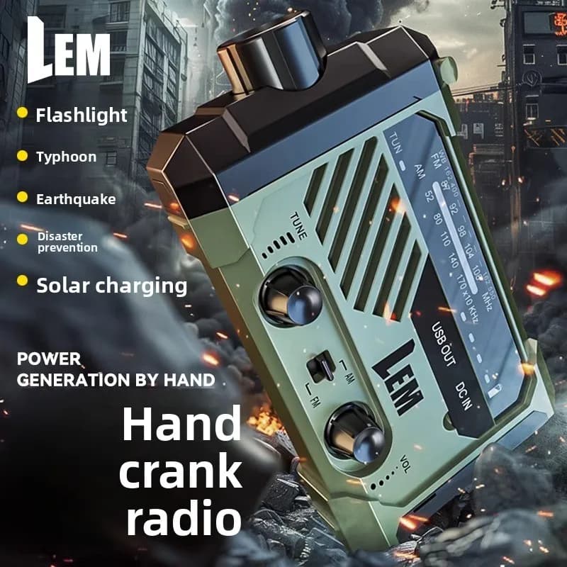 Survival Radio - Power supply to Manovella and Solar with Weather Alarm, Flashlight, Charger for Cellular, Sii Ready