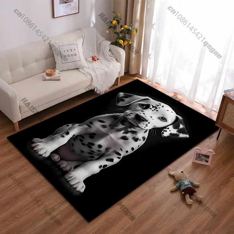 Tappeto con cagnolino dalmata e volto nascosto, tappeto da yoga, decorazione per soggiorno, tappeto per gattonare per bambini, zerbino, tappeto per area giochi