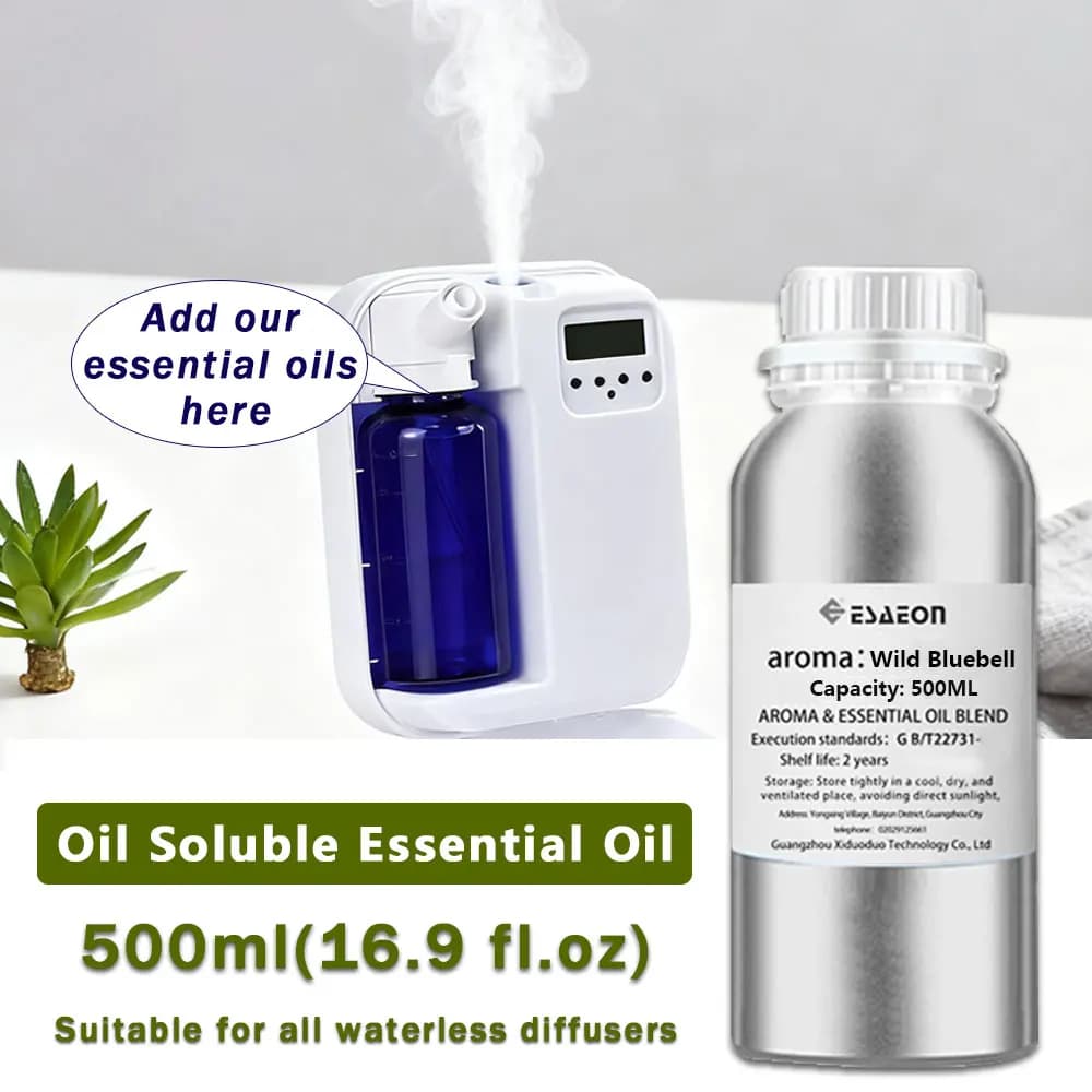 ESAEON 500ml (16.9 fl.oz) Oli Essenziali Wild Bluebell/Black Opium - Olio Profumato per Diffusore, per Macchina Aromatizzante