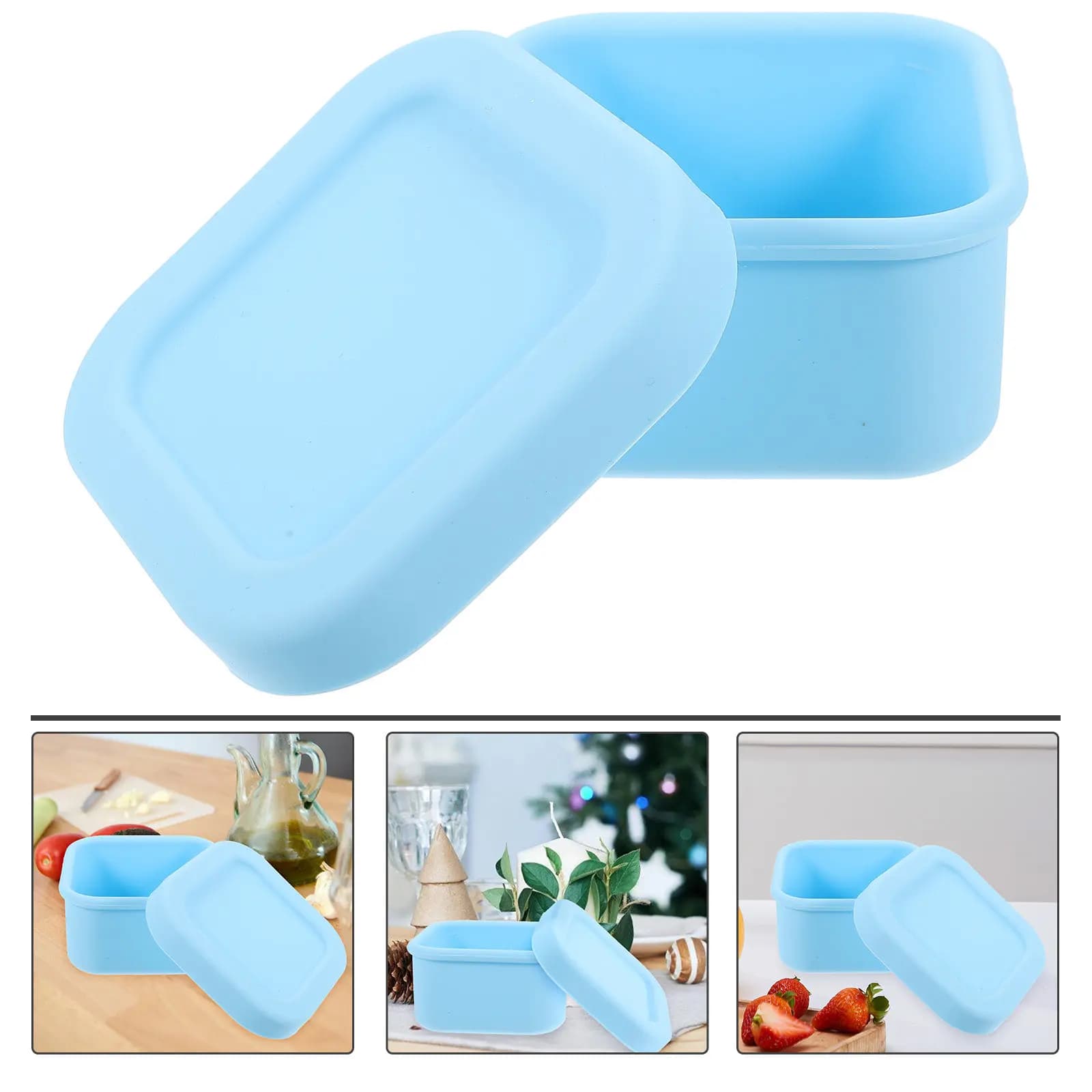 Contenitore per Alimenti in Silicone, Scatola Bento, Adatto per Microonde e Lavastoviglie, Chiusura Ermetica, Portatile, Leggero, Impilabile, per Ufficio
