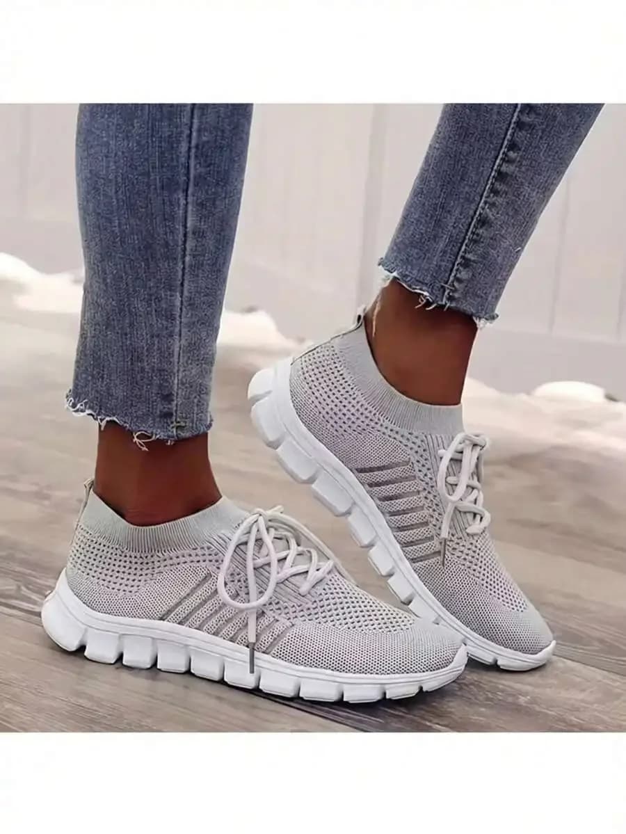Lightweight Breathable Mesh Sneakers Lace-Up Low Top EVA Sole Comfortable Ankle Support All Season Running Tennis Shoes