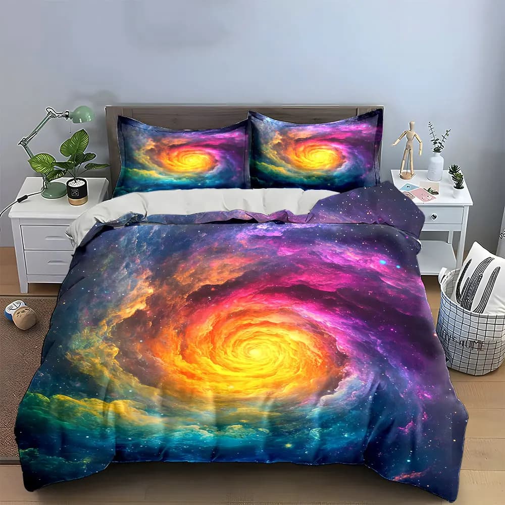 Set di biancheria da letto Galaxy Swirl Art Decoration Set con 1 copripiumino e 2 federe, singolo, matrimoniale, king, queen, regalo