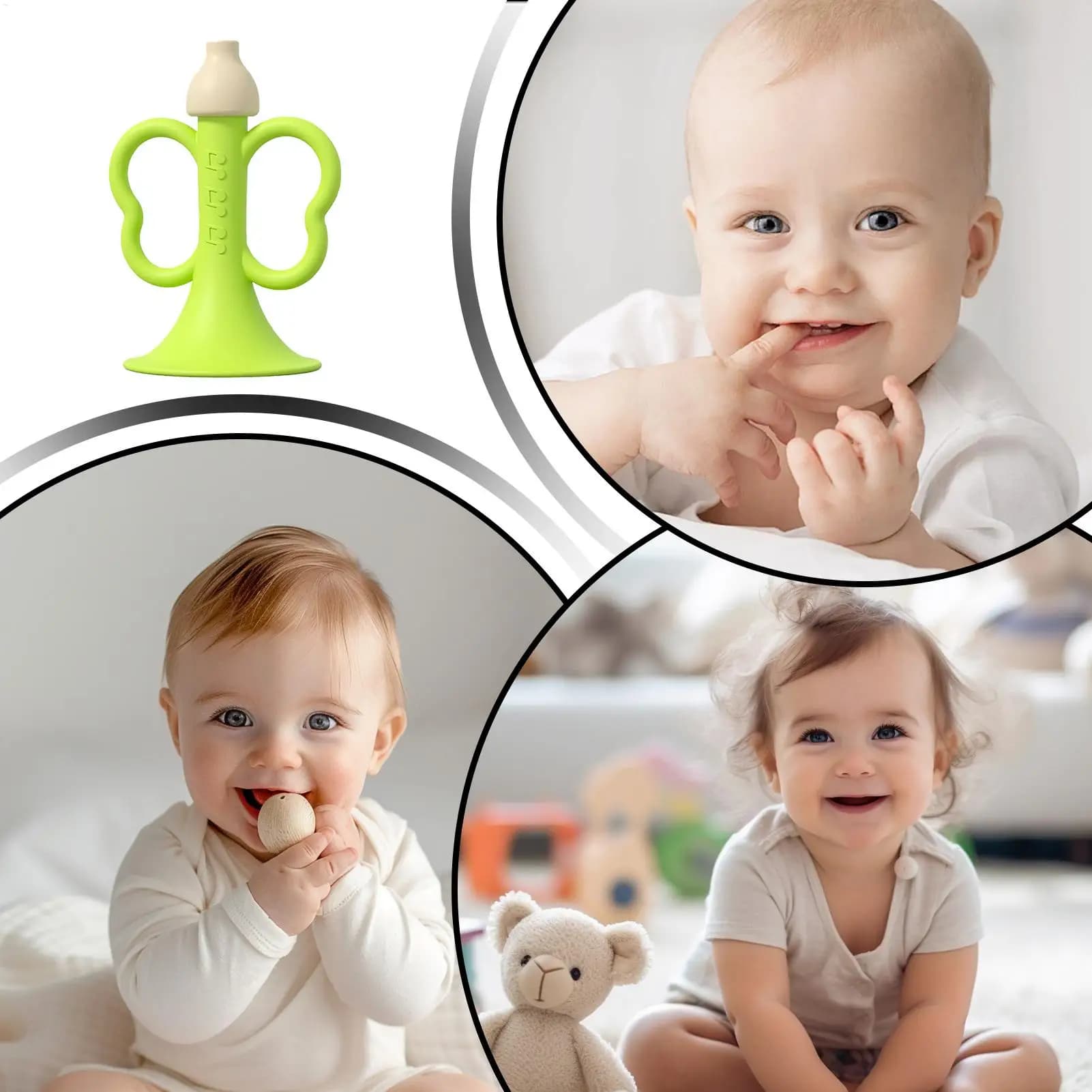 Massaggiagengive in silicone Gadget elastico in silicone Forma di fischio Massaggiagengive per bambini Giocattolo da masticare per doccia Soggiorno Passeggino della buonanotte Natale