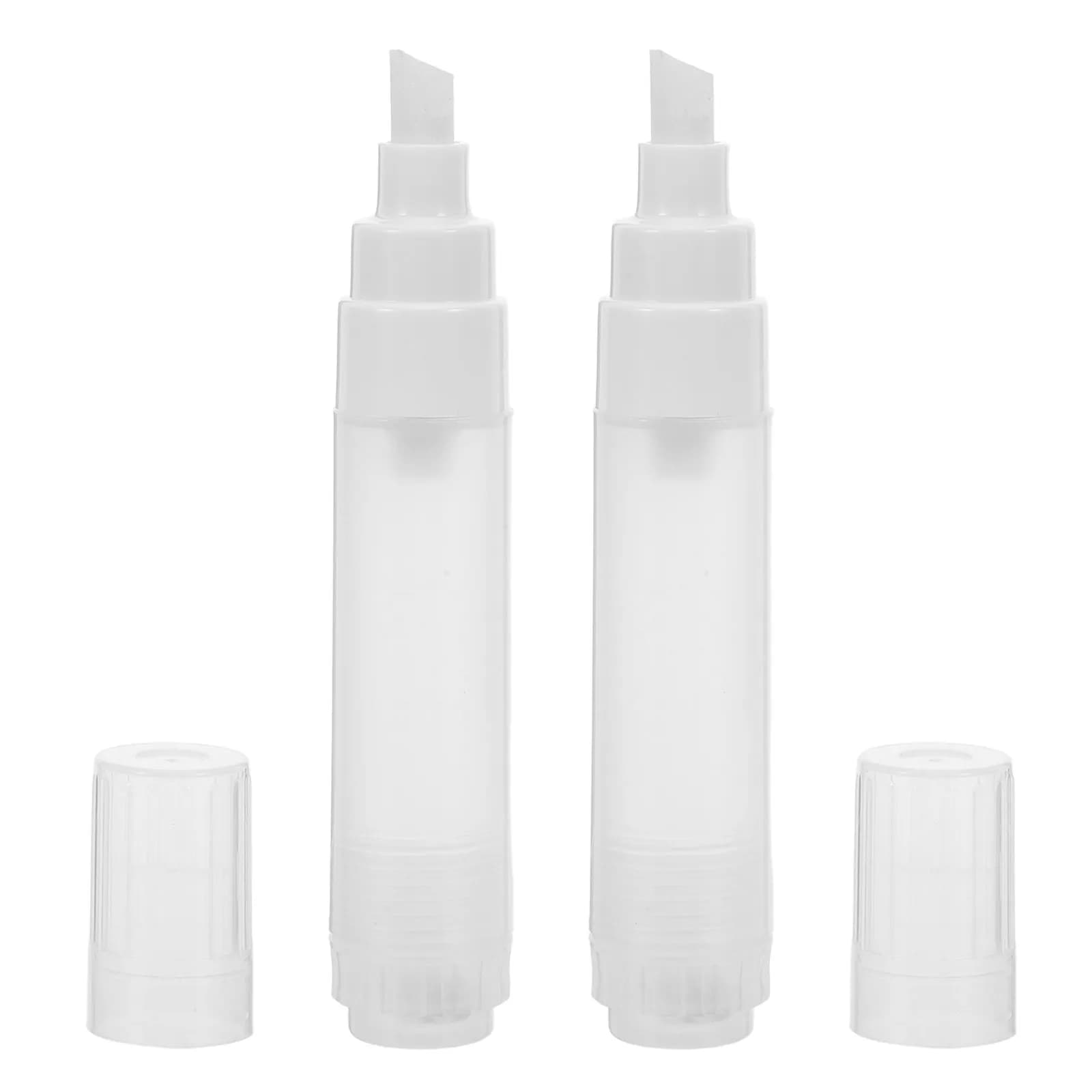 2Pcs Refillable Empty Paint Pens Flat Tip 8Mm for Wood Metal Plastic Outdoor Industrial Labeling Craft Graffiti Repair Acrylic