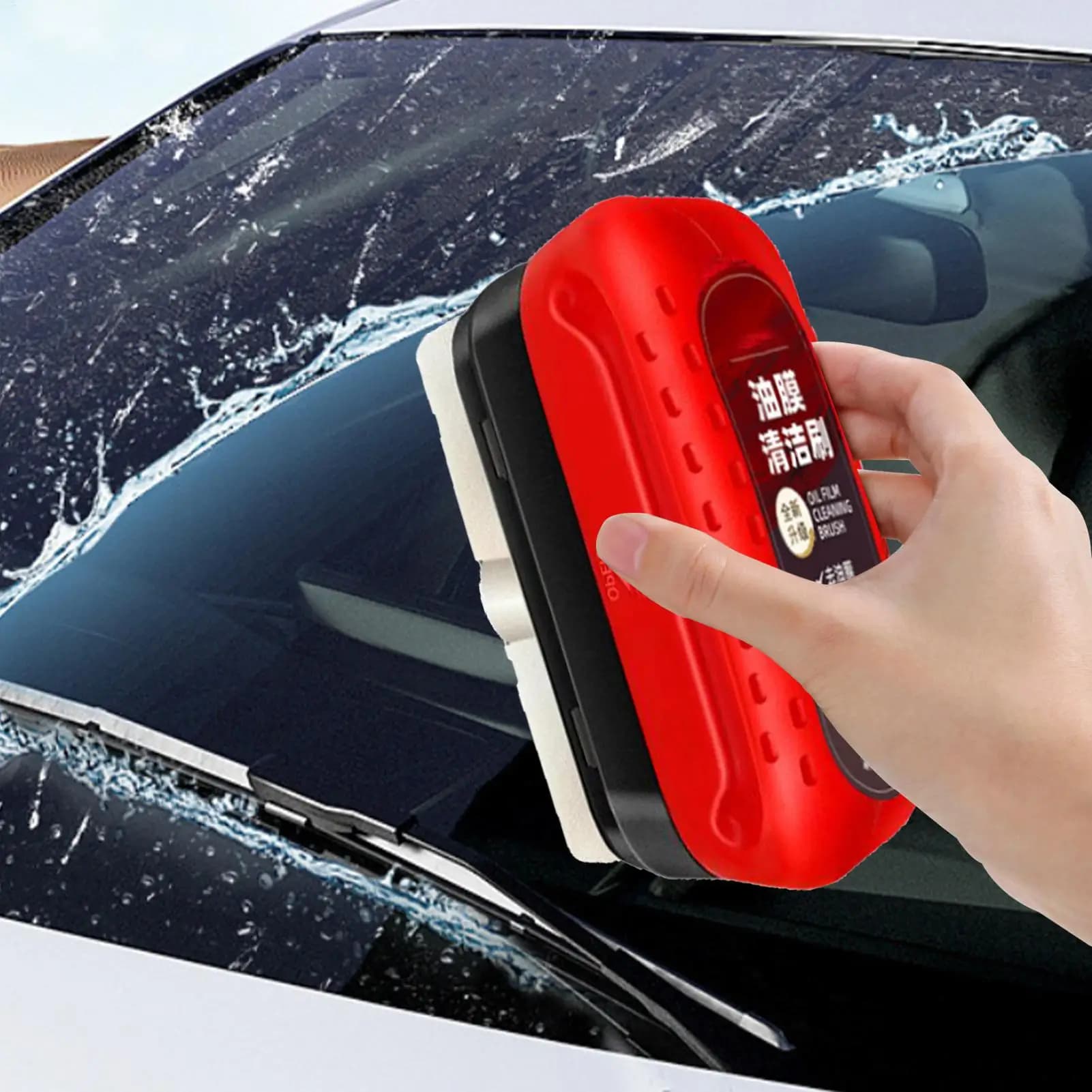 Spazzola per la pulizia della pellicola oleosa dell'auto, rimuovi pellicola oleosa idrofobica per parabrezza, per la pulizia dei vetri dell'auto, rimuove sporco e macchie d'acqua.