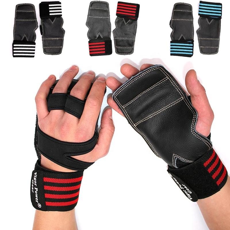 Bovine Leather Weight Lift Gloves 3 Colors Gym Anti-slip Handles Bearings Crossfit Heel Belt Crossfit Training Crossfit Palm Protector Fitness