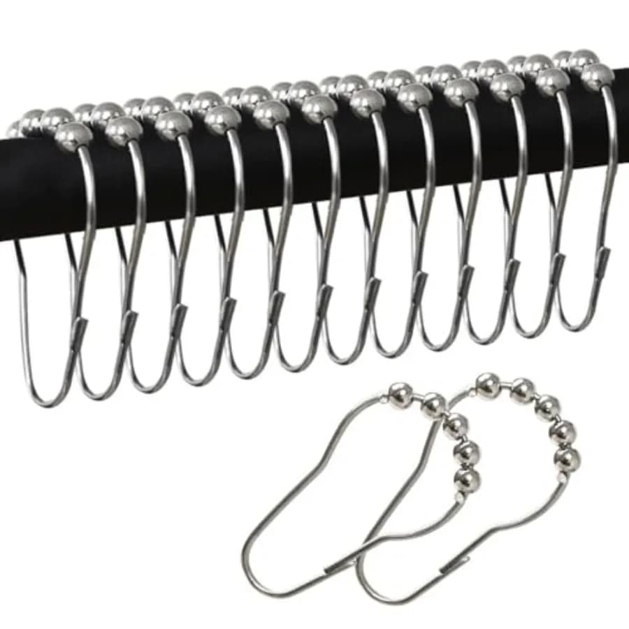 Stainless Steel Shower Curtain Hooks Rustproof Decorative Shower Curtain Rings for Shower Rods 12 Pack