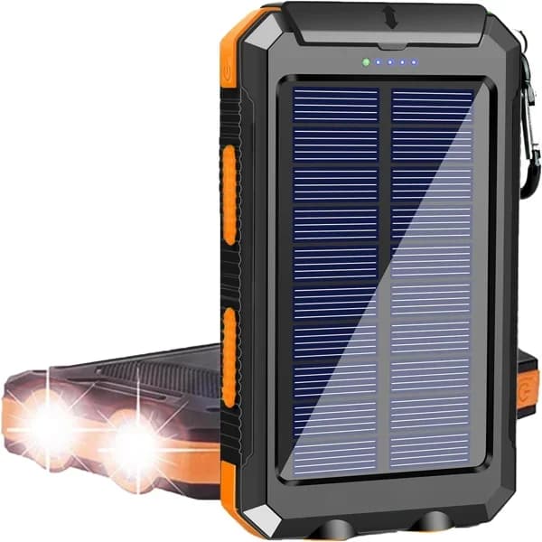 Power Bank Solare 10000mAh con Pannelli Solari Portatili, Ricarica Wireless Veloce per Cellulari, USB C Impermeabile