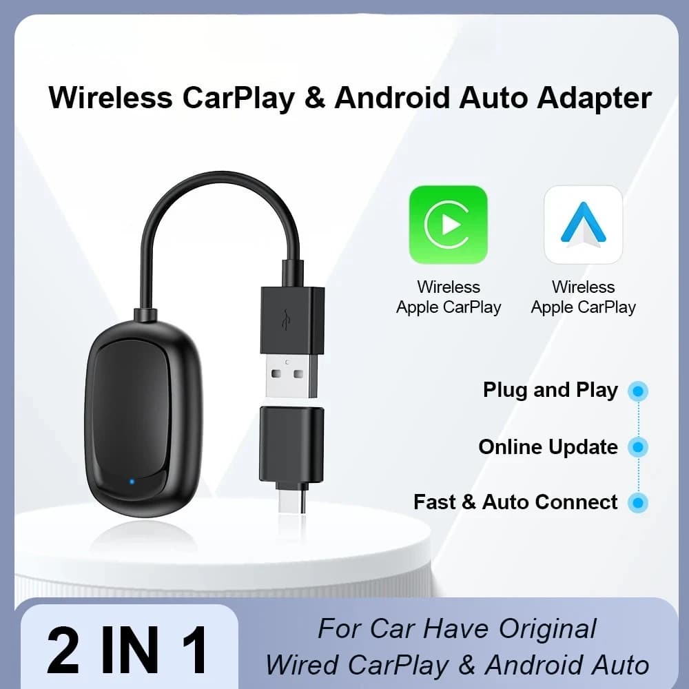 NEW Wireless CarPlay Adapter Android Auto, Dongle USB Wireless Smart Mini Ai Box for Apple iPhone and Android Phones, Car Play