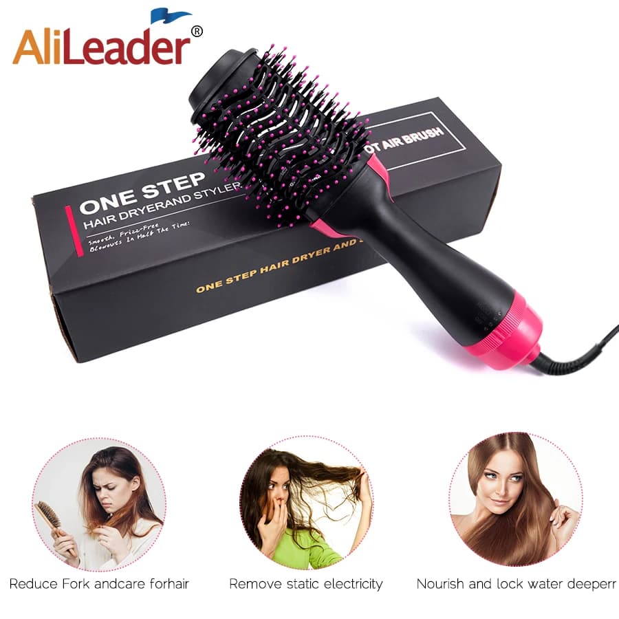 Spazzola ad aria calda One Step Salon Asciugacapelli professionale e volumizzante Spazzola ad aria calda Generatore di ioni negativi Piastra per capelli Bigodino