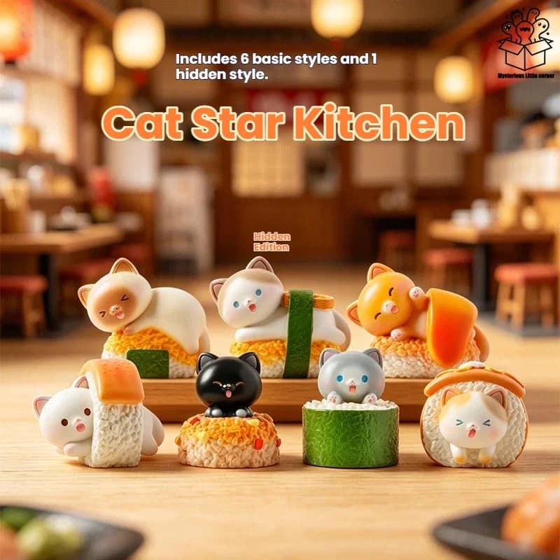 Kawaii Action Figure Sushi Cat Blind Box Cartoon Desktop Figurine Creative Home Decoration Aesthetic Room Decor Unique Birthday