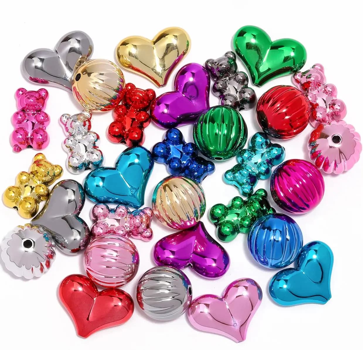 10pcs misto placcato metallo colorato acrilico orso cuore zucca perline per gioielli che fanno accessori collana braccialetto fatto a mano fai da te