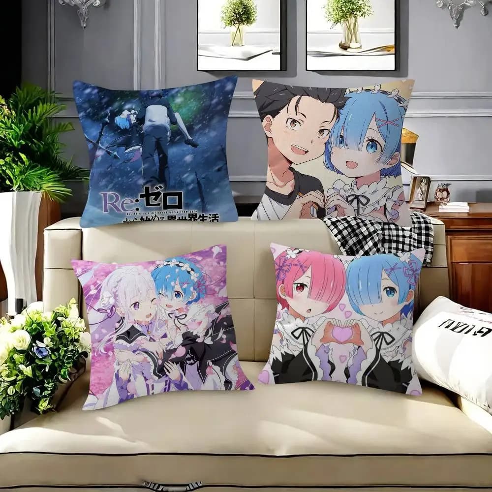 Cuscino Anime Re Zero, Copricuscino per Divano e Letto, Fodera per Cuscino Decorativo alla Moda