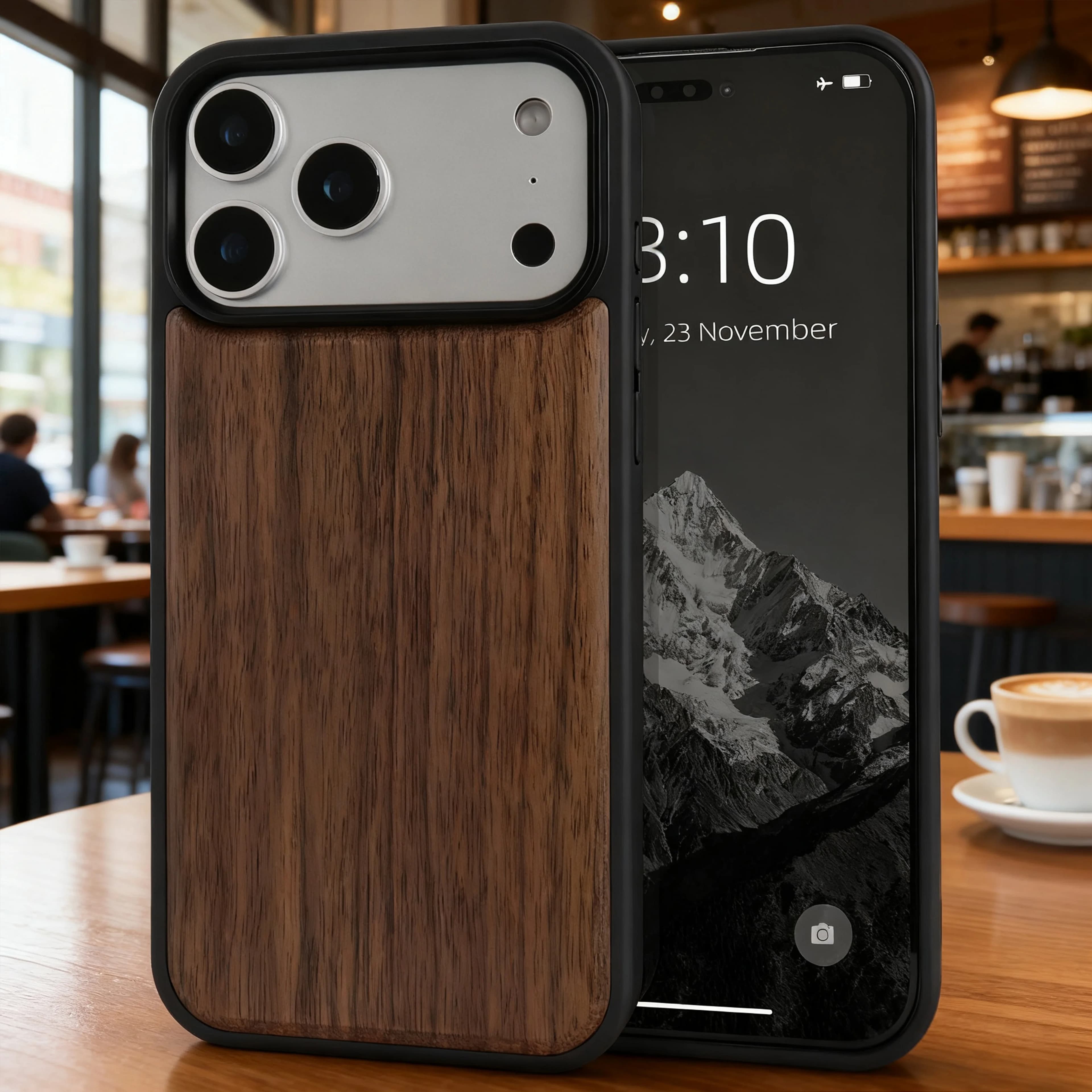 Custodia per telefono in legno di ciliegio di noce antiurto di lusso per iPhone, 17 Pro, 17 Pro Max Custodia morbida per paraurti
