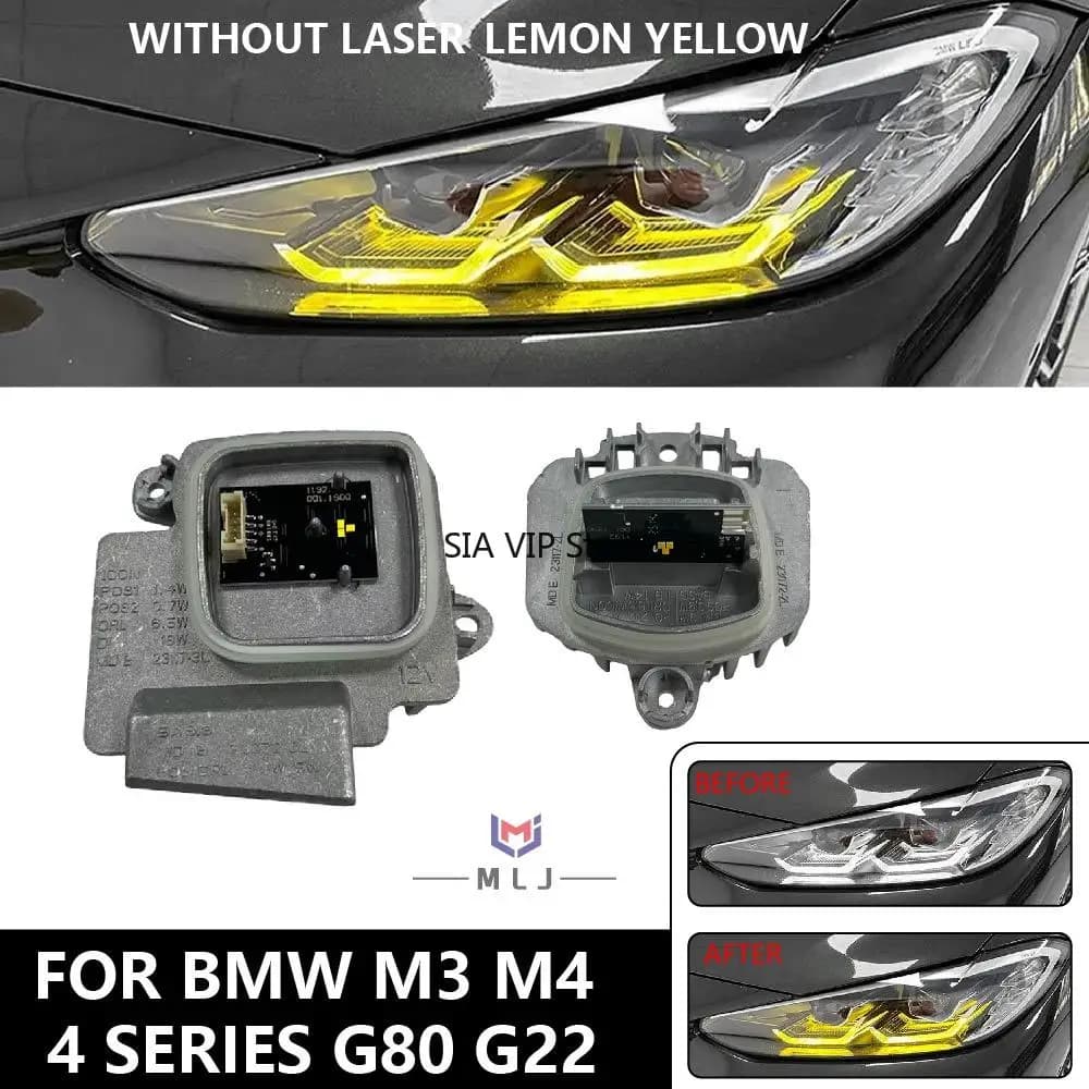 Set di Moduli LED DRL Gialli per BMW Serie 4 M3 M4 G80 G22 63119851047-1050, Modulo LED per Luci Diurne Fari Auto