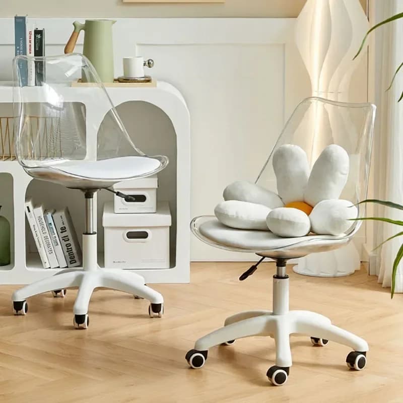 Sedia da Ufficio Elegante con Ruote, Design Moderno a Basso Prezzo, Sedia da Gaming per Scrivania, Sedia Lounge Bianca, Silla Escritorio
