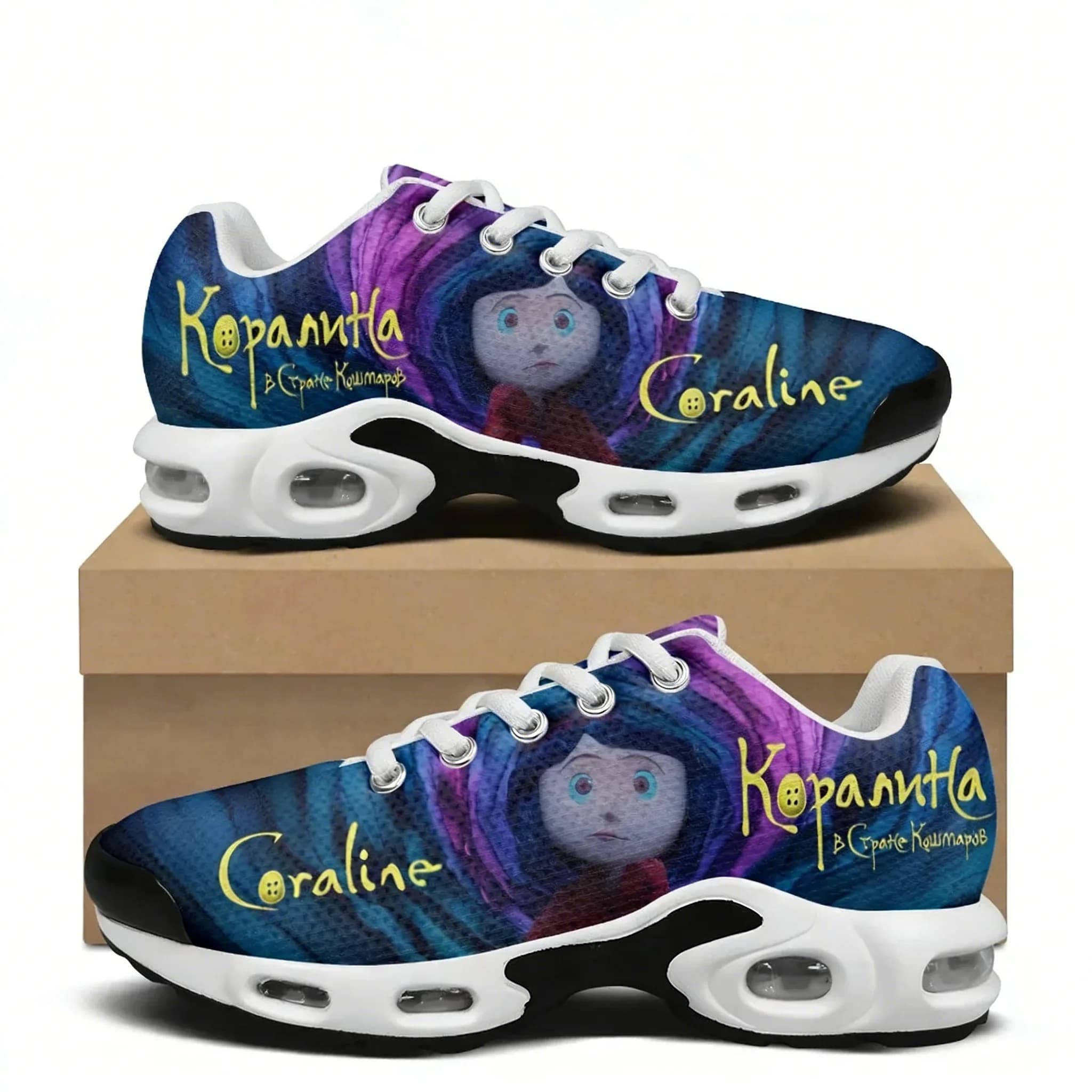 Scarpe da ginnastica con cuscino d'aria Hot Coraline Anime Cartoon Movie Horror per uomo e donna, scarpe da trekking, corsa, alpinismo, sportive e casual