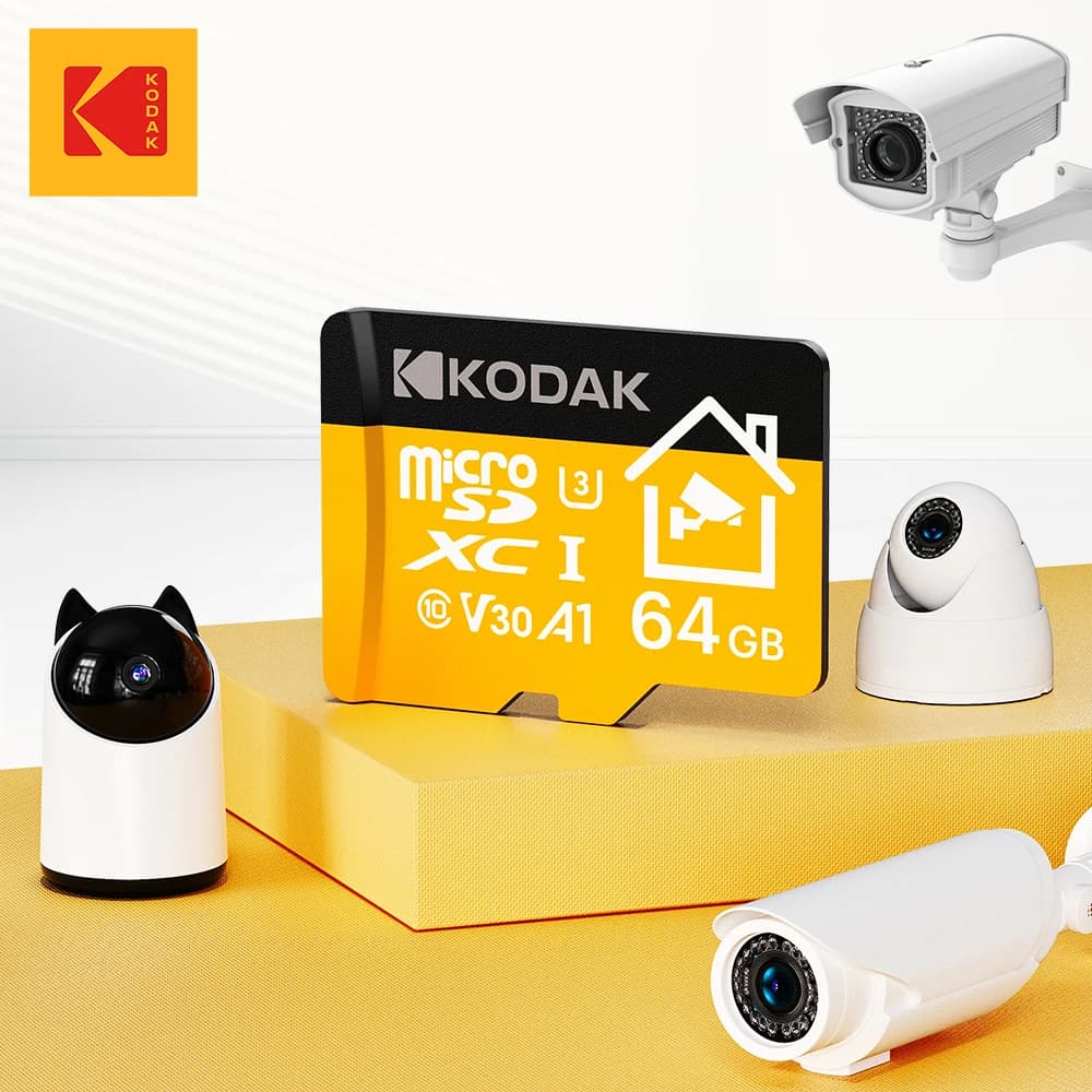 Nuova scheda Micro SD Kodak 32 GB 64 GB 128 GB 256 GB Scheda di memoria per telecamera di sicurezza, DVR, smartphone Scheda TF Scheda Microsd