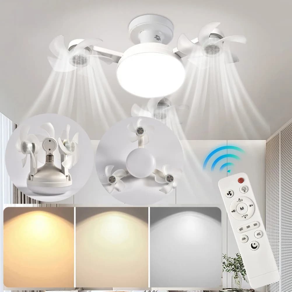Ventilatore sospeso 2 in 1 con luce a LED E27 Ventilatore drone dimmerabile universale Ventilatore drone da soffitto silenzioso per sala da pranzo Camera da letto Soggiorno