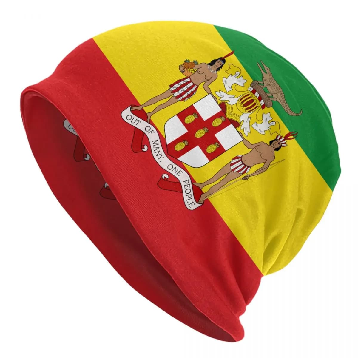 Custom Coat Of Arms Of Jamaica Bonnet Hat Knitting Hat Men Women Hip Hop Unisex Jamaican Flag Warm Winter Beanies Cap