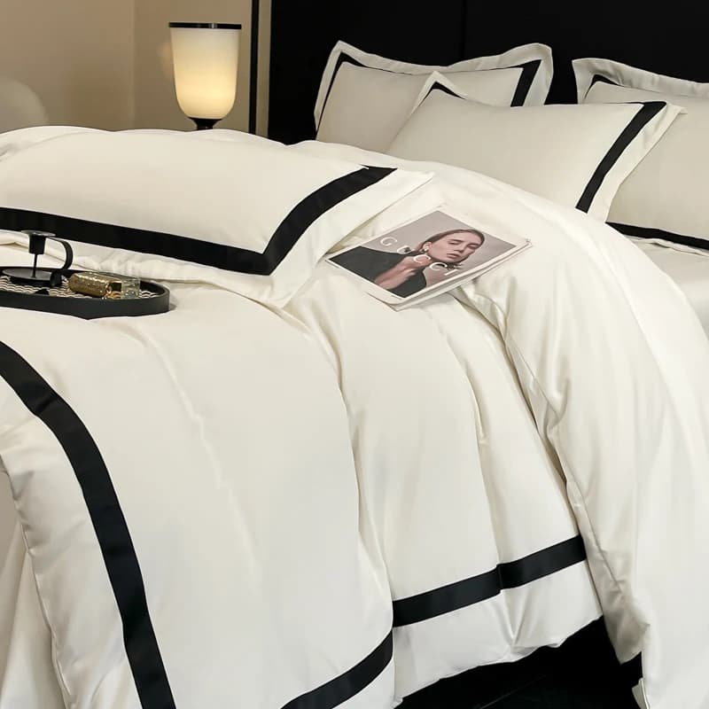 Y1 Home2025 Bed linen set for luxury hotel Thick brushed bed sheets Set white pillow cover Federa in four pieces completely closed for Ho