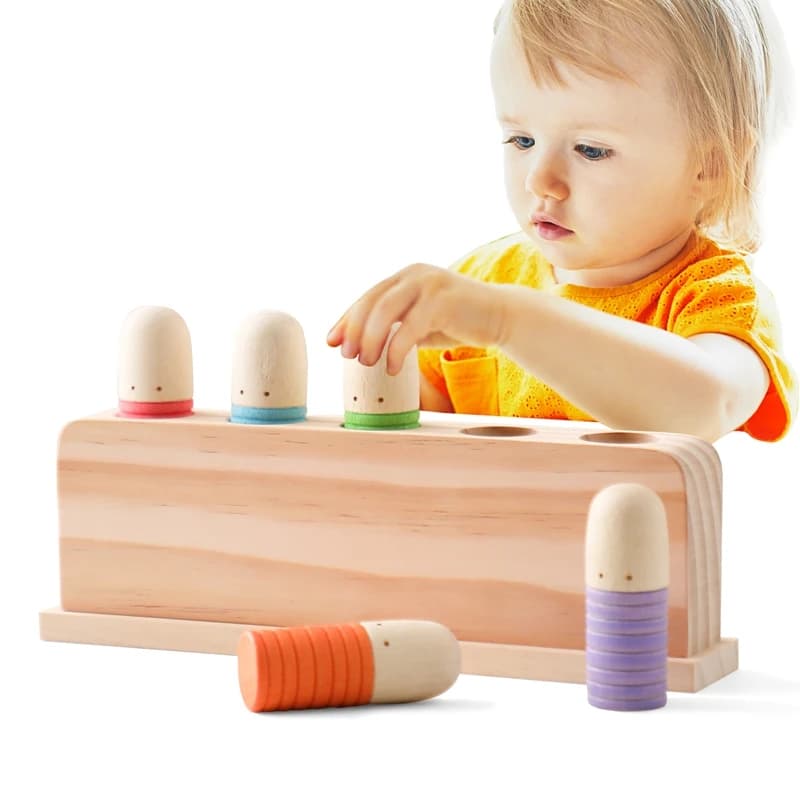 Giocattoli Montessori bambino in legno che rimbalza riconoscimento del colore giocattolo formazione bambini colore percezione coordinazione giocattolo Baby Block regali
