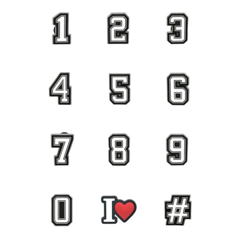 1 pz PVC Numero Ciondoli per scarpe per Crocs Accessori Distintivo Sandali da donna Fibbia Perni per bambini Decorazione da uomo Jeans Regalo di Natale