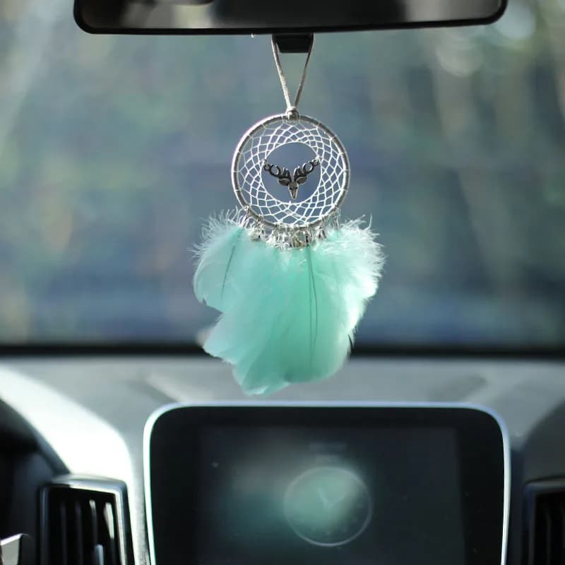 Pink Blue Feather Wind Chime Decorations, Dreamcatcher Website, Car-mounted Pendant, Handmade Gift, Door And Window Decorations